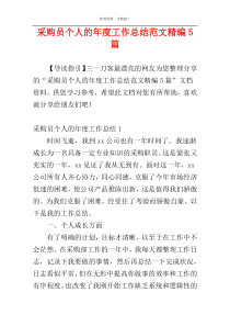 采购员个人的年度工作总结范文精编5篇