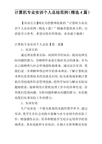 计算机专业实训个人总结范例（精选4篇）