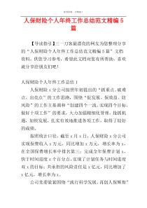 人保财险个人年终工作总结范文精编5篇