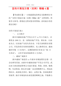 宣传片策划方案（实例）精编4篇