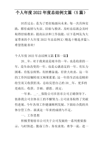 个人年度2022年度总结例文篇（5篇）