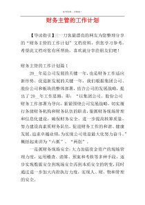 财务主管的工作计划