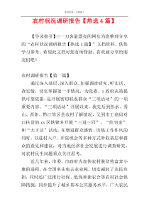 农村状况调研报告【热选4篇】