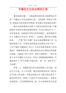 专题民主生活会情况汇报