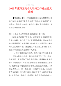 2022年度环卫处个人年终工作总结范文范例