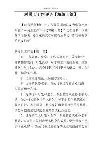 对员工工作评语【精编4篇】