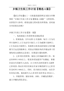 乡镇卫生院工作计划【精选4篇】
