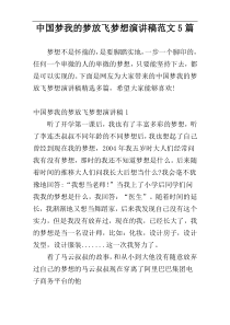 中国梦我的梦放飞梦想演讲稿范文5篇