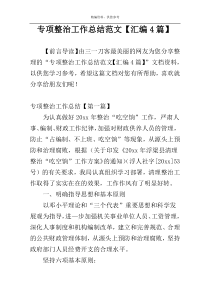 专项整治工作总结范文【汇编4篇】