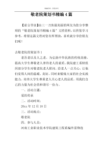 敬老院策划书精编4篇