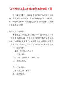 公司活动方案(案例)策划范例精编5篇