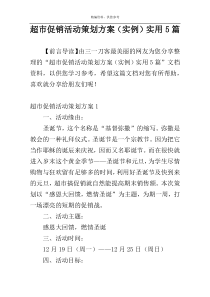 超市促销活动策划方案（实例）实用5篇