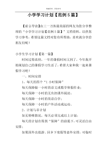 小学学习计划【范例5篇】