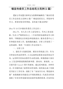 镇宣传委员工作总结范文范例(2篇)