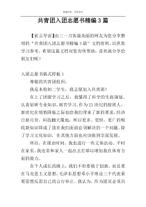 共青团入团志愿书精编3篇