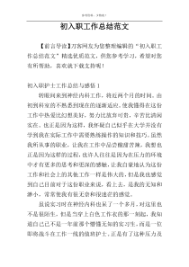 初入职工作总结范文
