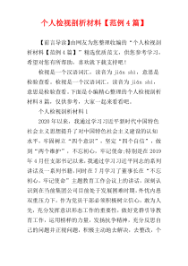 个人检视剖析材料【范例4篇】