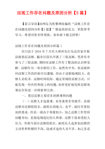 巡视工作存在问题及原因分析【5篇】