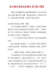 党小组长表态发言集合【汇集4篇】
