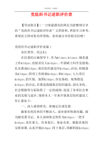 党组织书记述职评价表