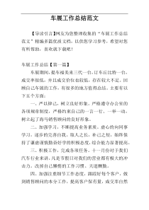 车展工作总结范文