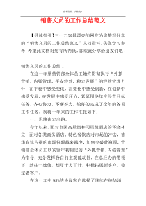 销售文员的工作总结范文