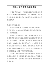 积极分子考察意见精编4篇
