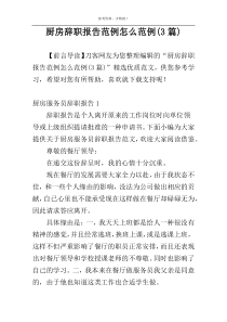 厨房辞职报告范例怎么范例(3篇)