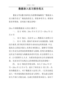 数据录入实习报告范文