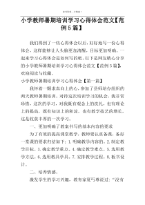 小学教师暑期培训学习心得体会范文【范例5篇】