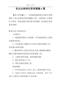 私企出纳岗位职责精编4篇