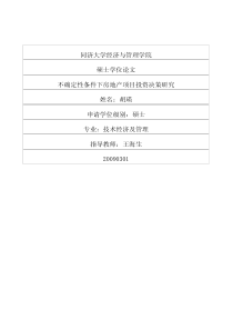 不确定性条件下房地产项目投资决策研究