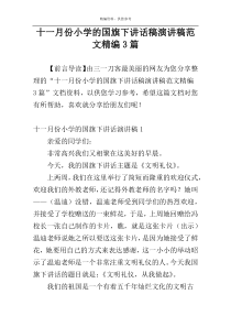 十一月份小学的国旗下讲话稿演讲稿范文精编3篇