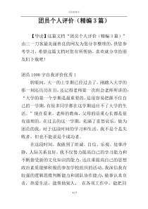 团员个人评价（精编3篇）