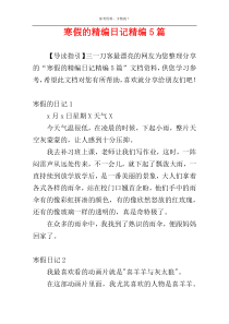 寒假的精编日记精编5篇
