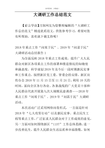 大调研工作总结范文