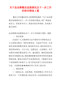 关于县巡察整改进展情况及下一步工作的报告精选4篇