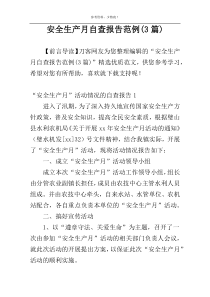 安全生产月自查报告范例(3篇)