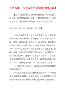 在河长制工作会议上的讲话稿范例【5篇】