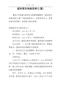 庭审报告体验范例(2篇)