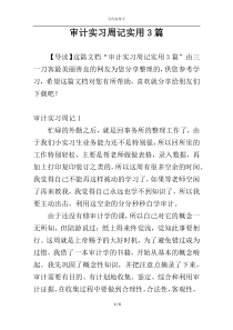 审计实习周记实用3篇