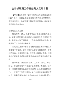 会计试用期工作总结范文实用5篇