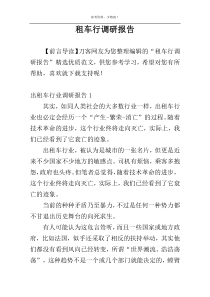 租车行调研报告