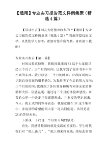 【通用】专业实习报告范文样例集聚（精选4篇）