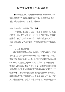 银行个人年终工作总结范文