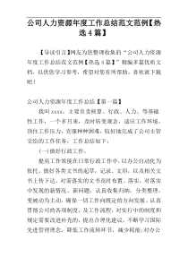 公司人力资源年度工作总结范文范例【热选4篇】