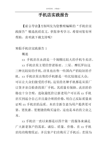 手机店实践报告
