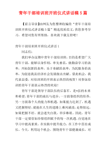青年干部培训班开班仪式讲话稿5篇
