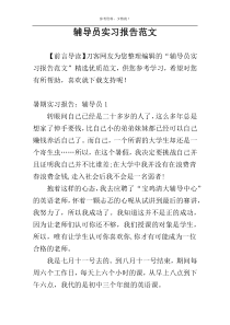辅导员实习报告范文