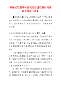 干部试用期满转正谈话会讲话稿材料集合【通用4篇】